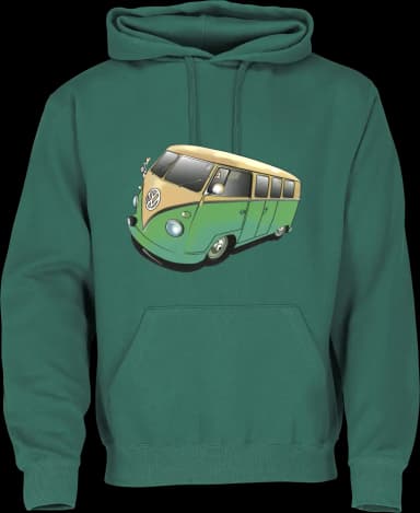 VW Bulli Hoodie - Flaschengrün